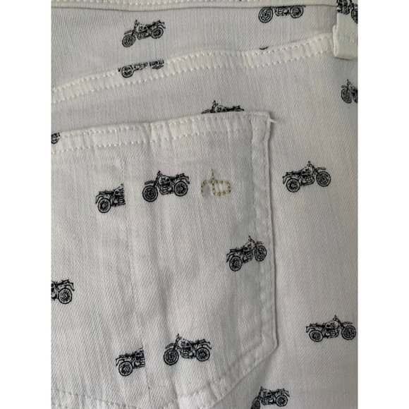 Rag & Bone ๐ Jean Shorts sz26 29 waist White mid rise motocycle print - Picture 6 of 11